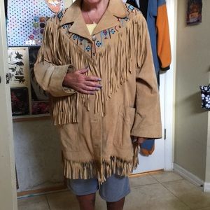 Suede (leather) Embroidered Fringe Jacket